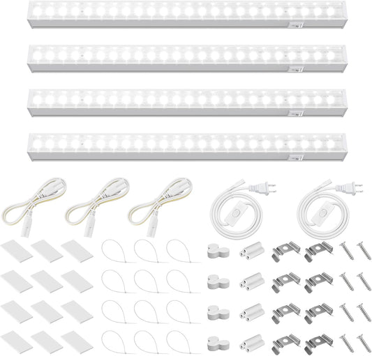 Barrina T5 Grow Lights for Indoor Plants, 5000K Full Spectrum, 1FT LED Growing Lamp, Plant Light Strip, for Seed Starting, Vegetables, Plug and Play, 4-Pack