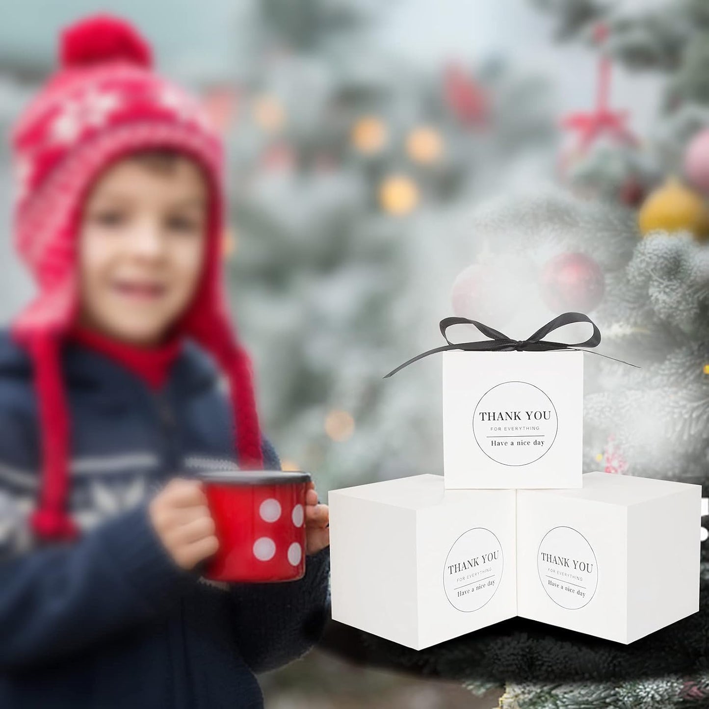 COTOPHER Small Gift Boxes 60 Pack 4x4x4 inches White Gift Boxes with Lids for Gifts, Crafting, Wedding Party Favor, Cupcake Boxes, Candy, Bridesmaids Proposal Box with Ribbons and Stickers (White, 60)