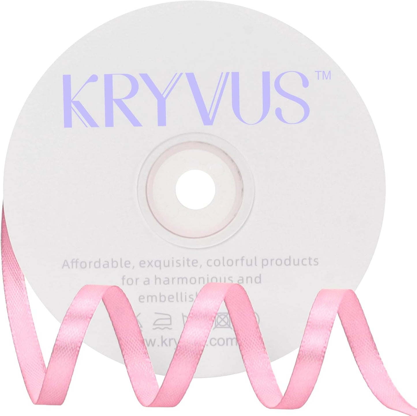 Rose Pink Satin Ribbon 1/4 inch X Continuous 50 Yards, Single Face Polyester Ribbon Perfect for Gift Wrapping, Flower Bouquet, Wedding Decor, Crafts, Bow Making, Sewing and More