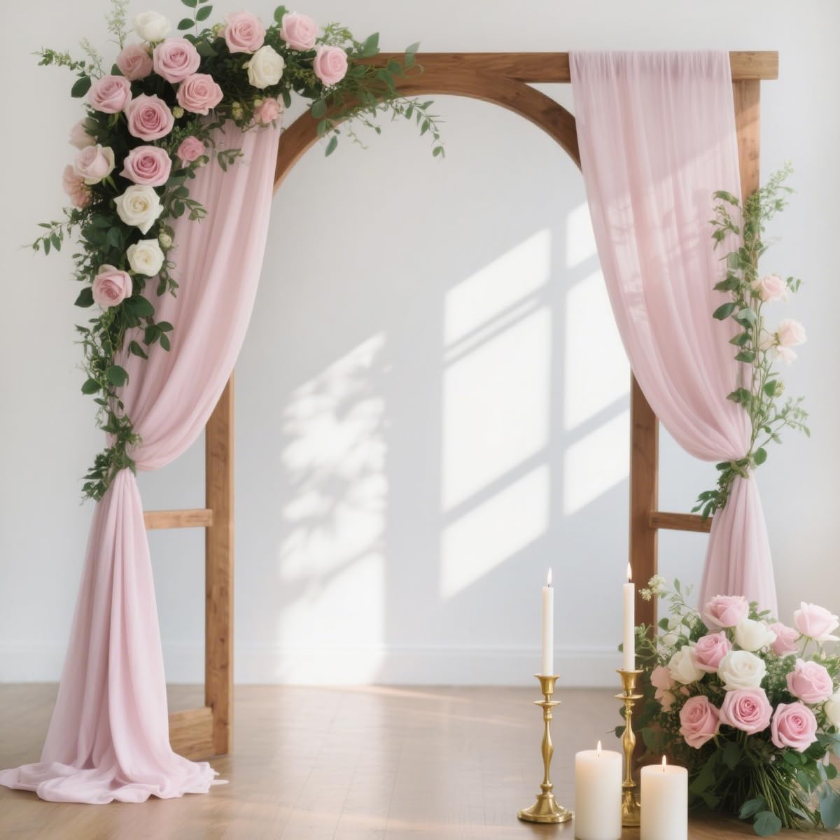 MLMW Wedding Arch Draping Fabric 1 Panel 29" x 20Ft Easter Pink Sheer Wedding Arch Backdrop Drapes Outdoor Curtain for Ceremony Party Background Ceiling Decor