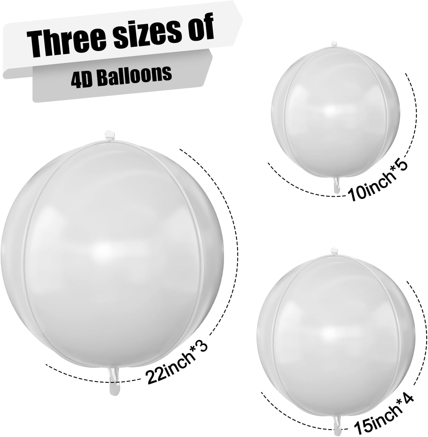 12Pcs Matte White Round Foil Balloons, 22" 15" 10" 4D Helium Ball Balloon, White Foil Balloon for Birthday Graduation Wedding Anniversary Baby Shower Engagement Bridal Shower Party Decorations