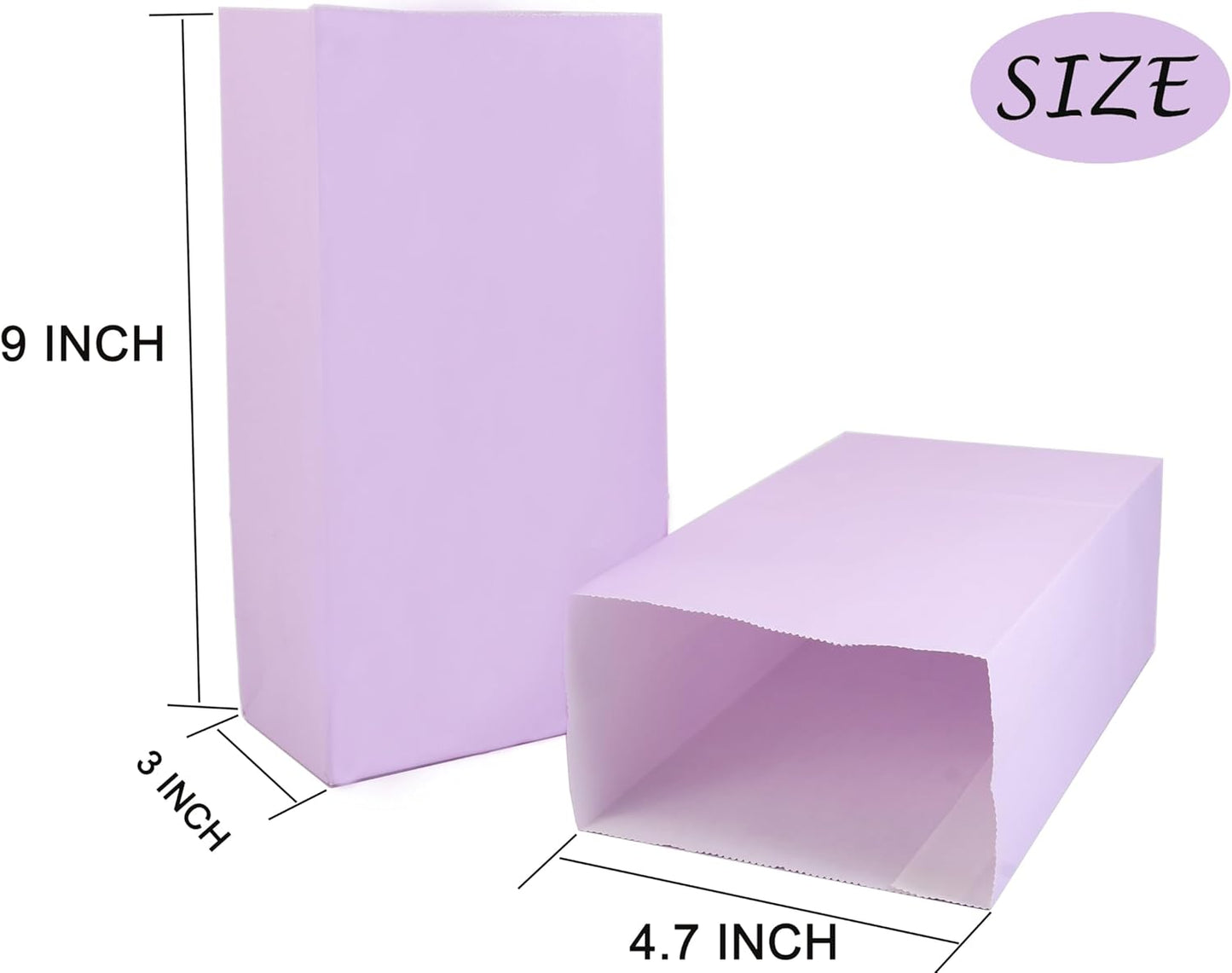 30-Pack Purple Party Favor Paper Bags,9'' Wrapped Treat, Goodie,Candy, Paper Lunch Bags for Birthday Party, Babyshower,School Activitities