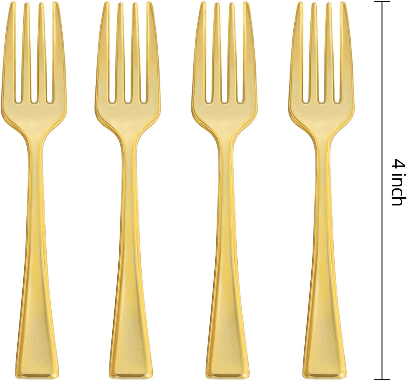 N9R 200PCS Gold Plastic Mini Forks, 4 Inches – Heavy Duty Disposable Cocktail, Dessert & Appetizer Forks, Elegant Party Serving Utensils for Tastings, Finger Foods, Weddings, Events
