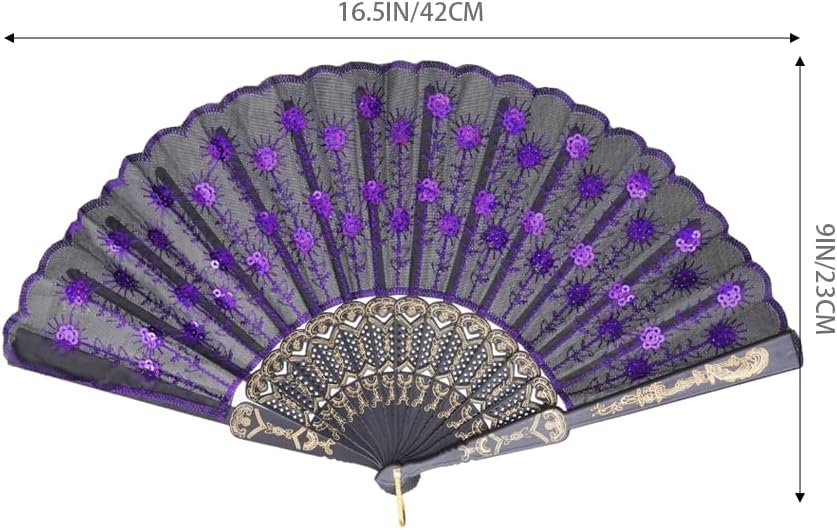 QIRMIZI 30 Pack Fabric Folding Handheld Fans, Perfect for Weddings, Parties, and Dancing,Purple