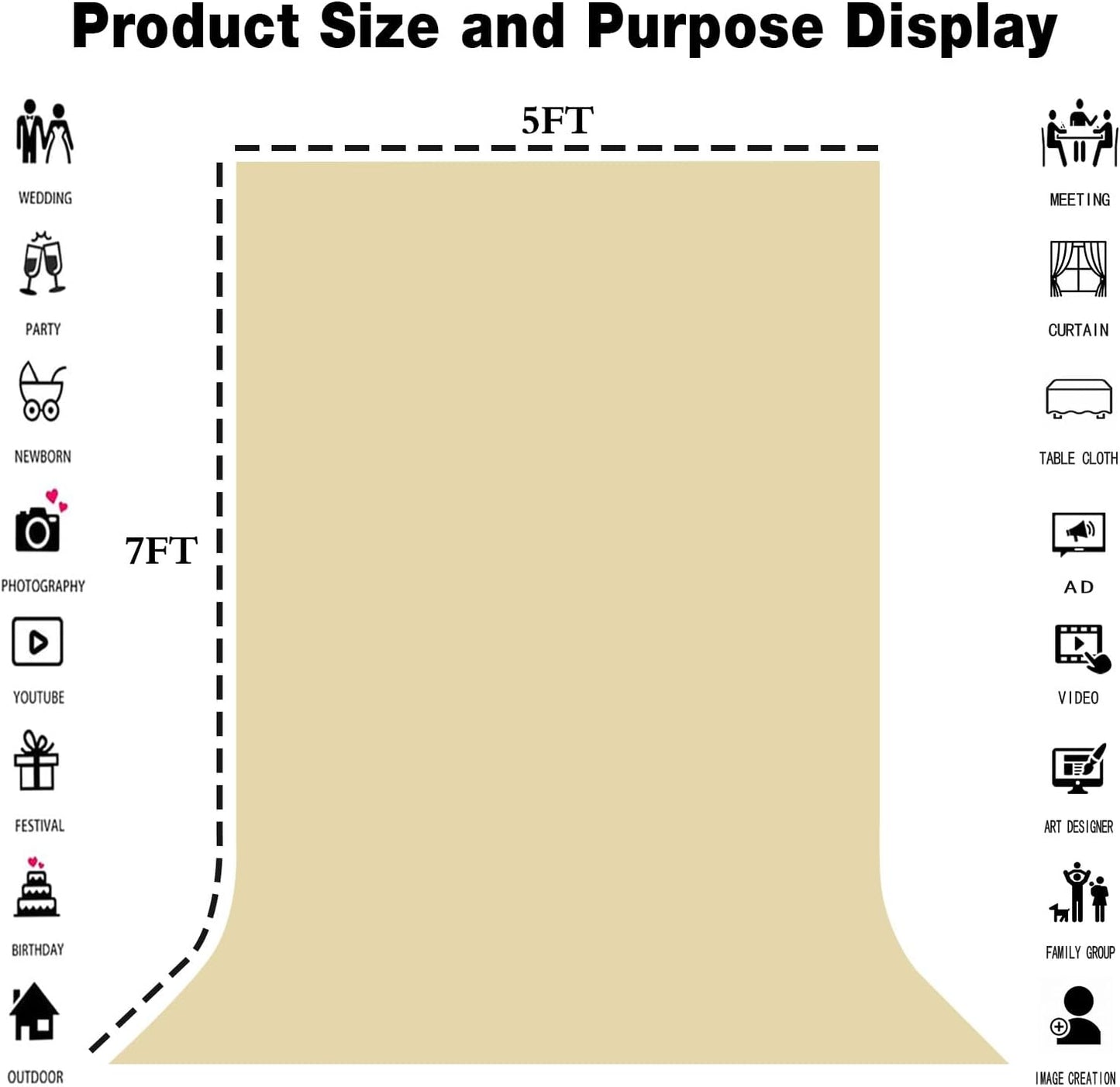 Tan Portrait Backdrop 8x10ft Zoom Meeting Photo Studio Shooting Props