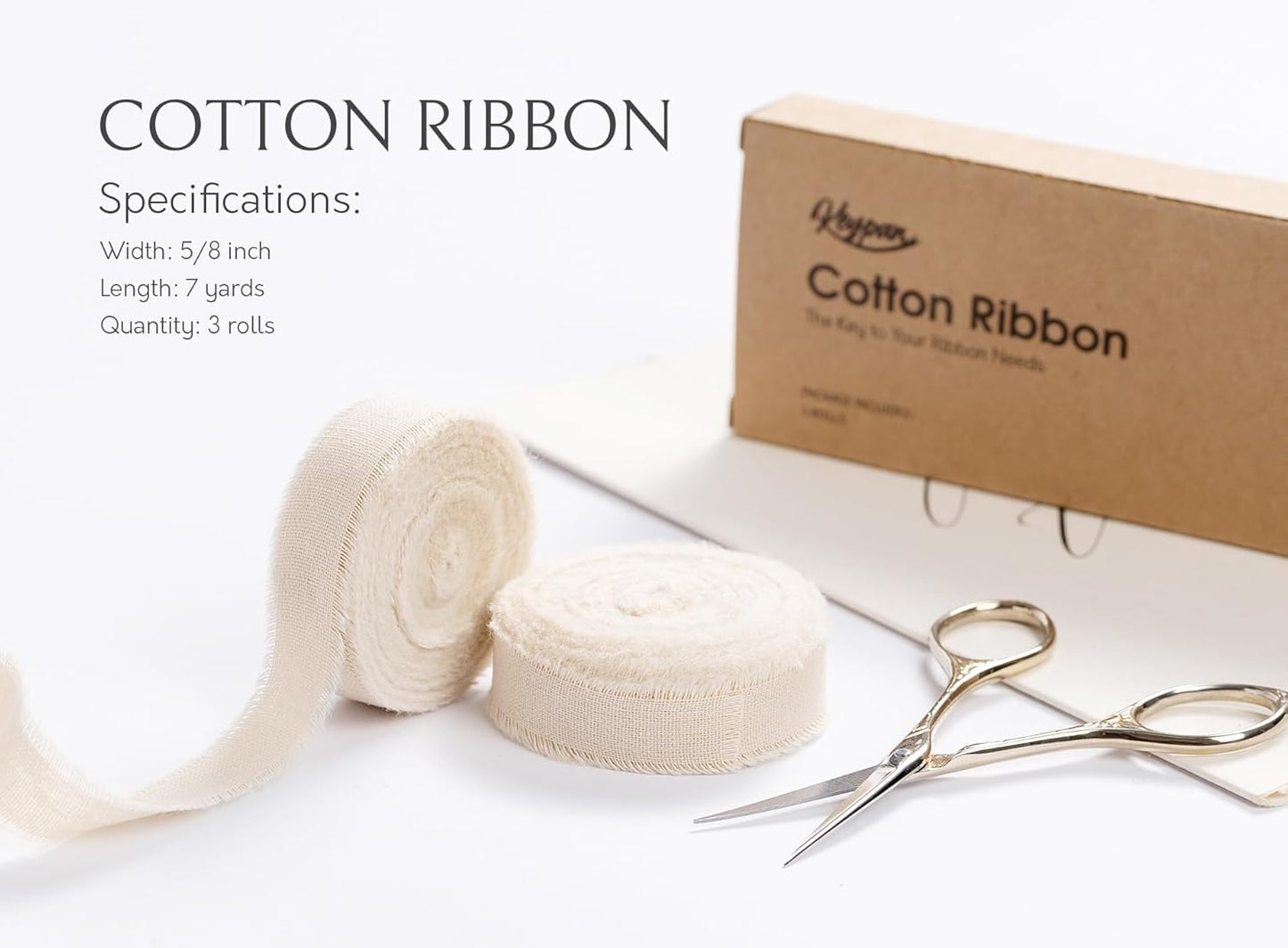 Nude Ribbon 5/8" x 21 Yards with Frayed Fringe Fabrics Cotton Ribbons for Gift Wrapping Wedding Invitations Flower Bouquet Baby Shower