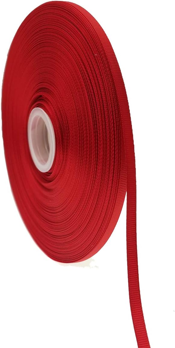 Jesep One Roll 100 Yards 1/4" Soild Grosgrain Ribbon Boutique Gift Wrapping Package Ribbon, DIY Crafts Bow Hair Headband Accessories Assorted Ribbon #235(1/4" 6mm, Red)