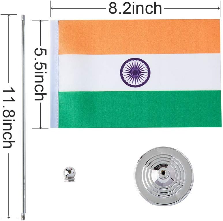 India Flag Indian Flags, Small Mini Indian Desk Flag, Used for Table Office Classroom Home Patriotic Events Decorations