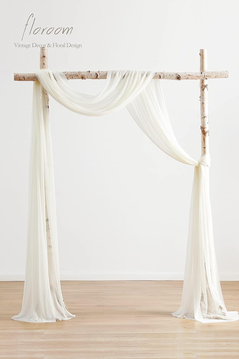 Floroom Wedding Arch Draping Fabric 2 Panels 20Ft Ivory Chiffon Fabric Drapes Arbor Drapery Wedding Ceremony Reception Swag Decorations