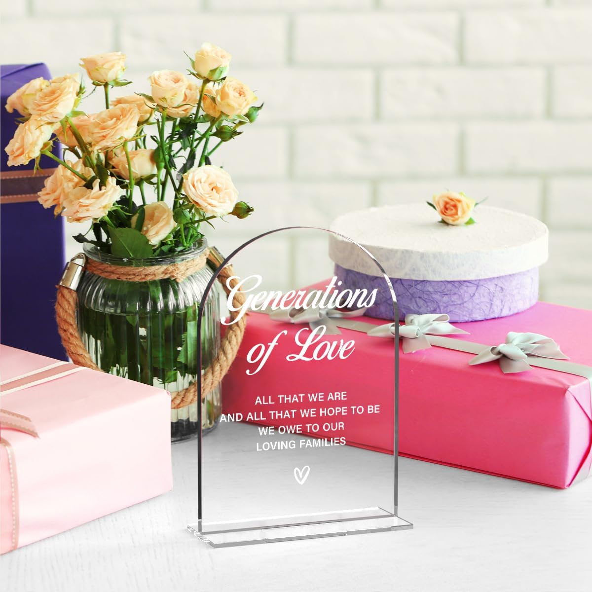 Acrylic Wedding Sign Generations of Love Sign for Wedding Wedding Signs for Ceremony Modern Calligraphy Arch Acrylic Table Top Sign for Wedding Reception and Event Party Table