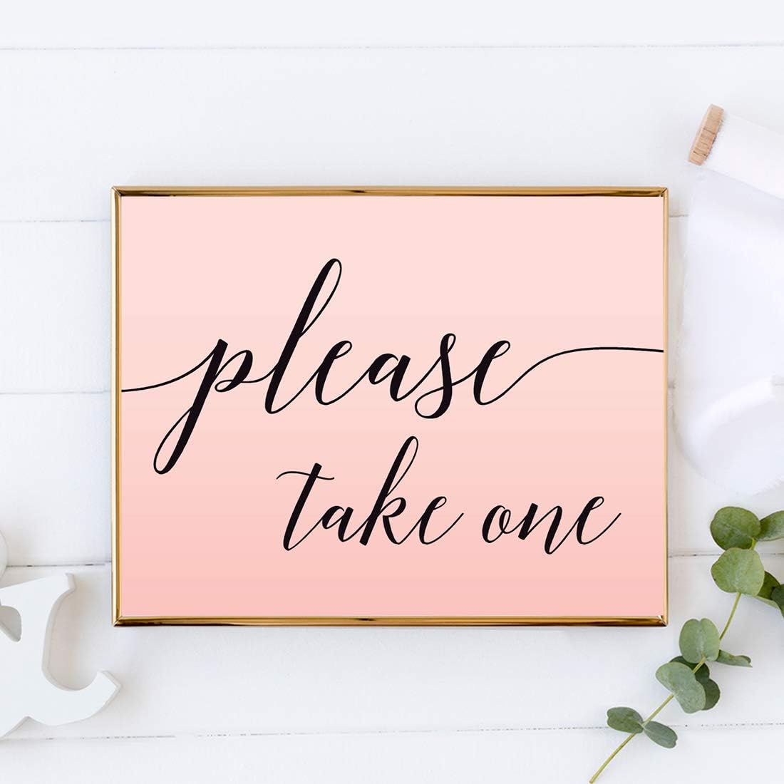 Andaz Press Blush Pink Rose Elegant Party Collection, 8.5x11-inch Unframed Party Sign, Please Take One, 1-Pack, Party Favor Table Signage Decor