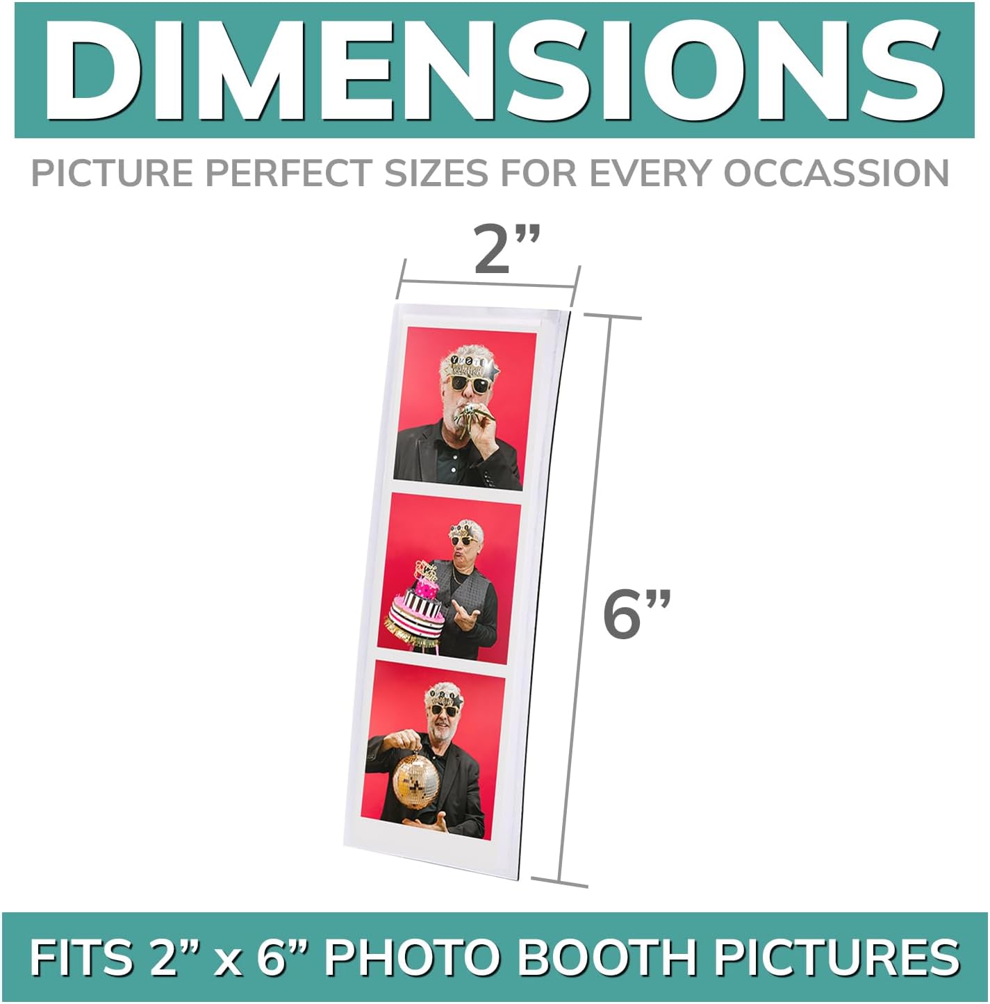 pbf PHOTO BOOTH FRAMES 2x6 Magnetic Picture Frames for Refrigerator | 2 x 6 Clear Magnetic Vinyl Frames for Photo Strips for Fridge (100-Pack)