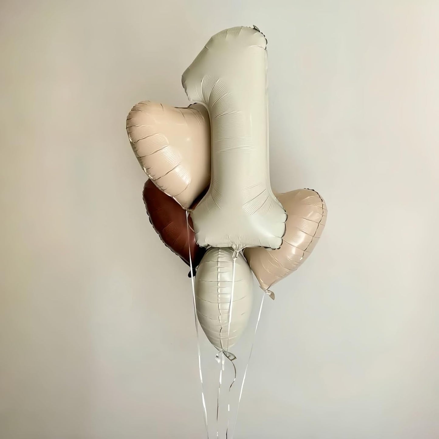 40 Inch Beige Large Numbers Balloons 3, Self Inflating Ivory White Digit 3 Helium Balloons for 3rd Girls, Cream Foil Mylar Number Balloons 0-9 for Women Birthday Party Anniversary Supplies Decorations