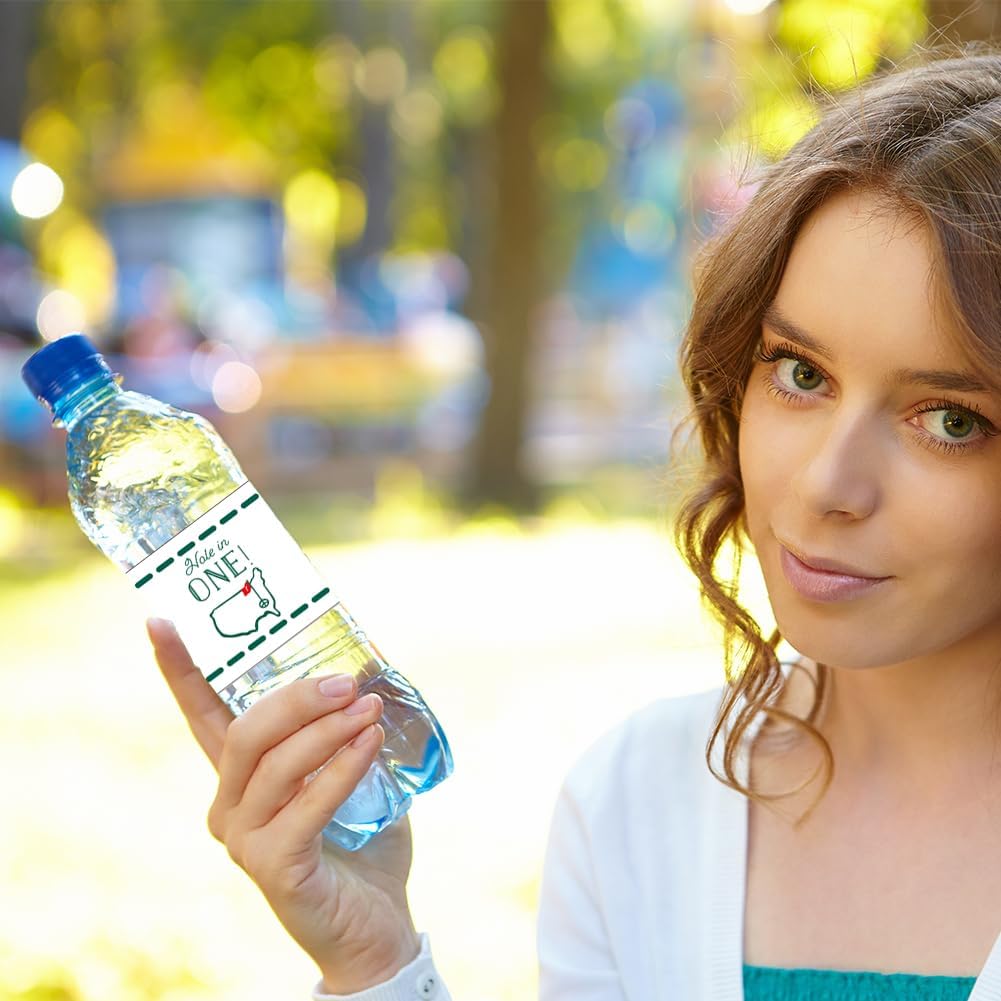 Hole in One Golf Party Decorations, 480-Piece Set with Cocktail Napkins, Plates, Cups, Bottle Labels, Toothpick Flags, Straws, Gift Tags, and Forks for Golf Birthday and 1st Hole in One Parties