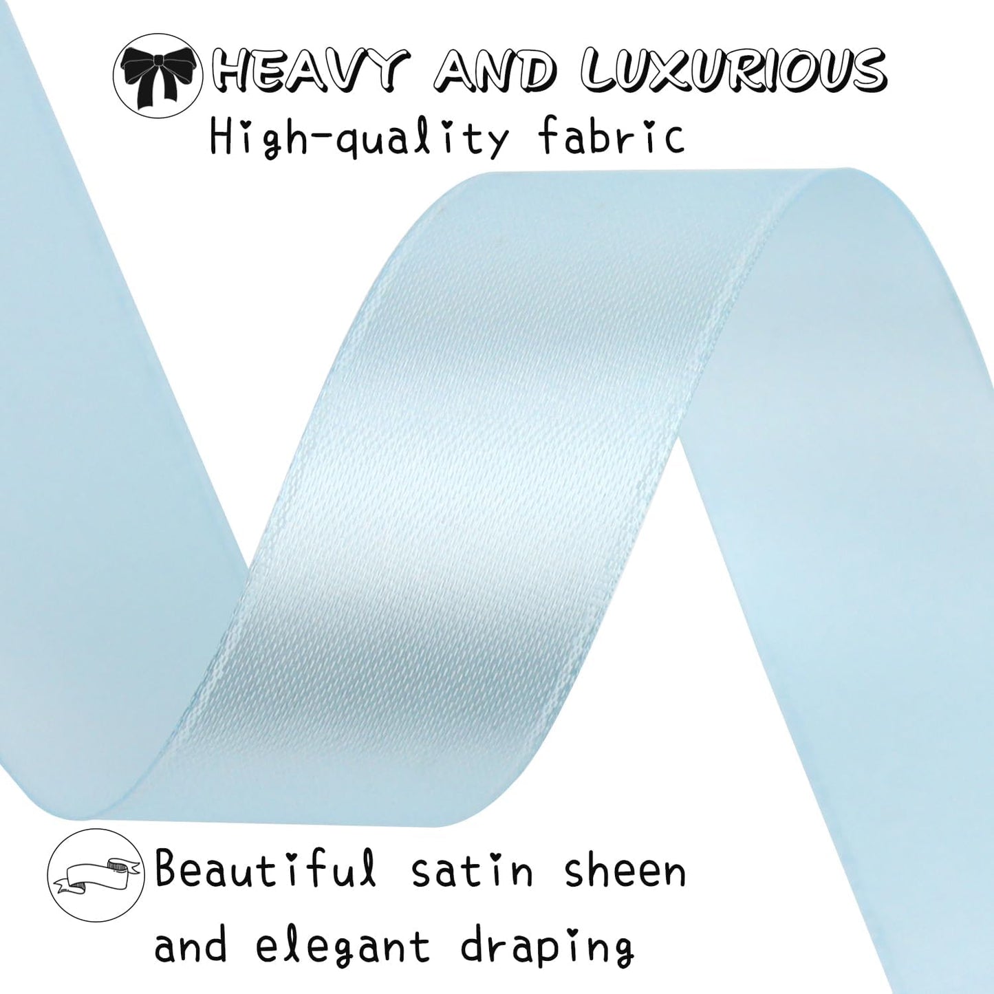 Sky blue Solid Satin Ribbon 1 Inch 50 Yards Solid Polyester Fabric Ribbon for Gift Wrapping Wedding Christmas Baby Shower Birthday Party Decoration Handmade Immortal Flower Craft