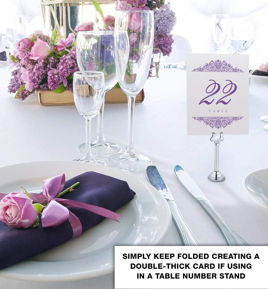 Paisley Wedding Table Numbers (Select Color/Quantity), Champagne, Purple, 1-10, Double Sided, Tent or Use in a Stand, Great for Parties & Restaurants - Made in the USA