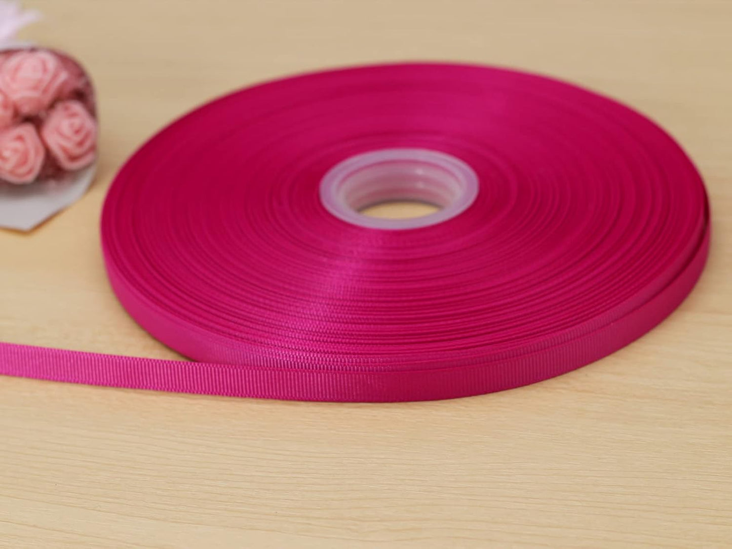 Jesep One Roll 100 Yards Soild Grosgrain Ribbon Boutique Gift Wrapping Package Ribbon, DIY Crafts Bow Hair Headband Accessories Assorted Ribbon #188 (3/8" 10mm, Rose)