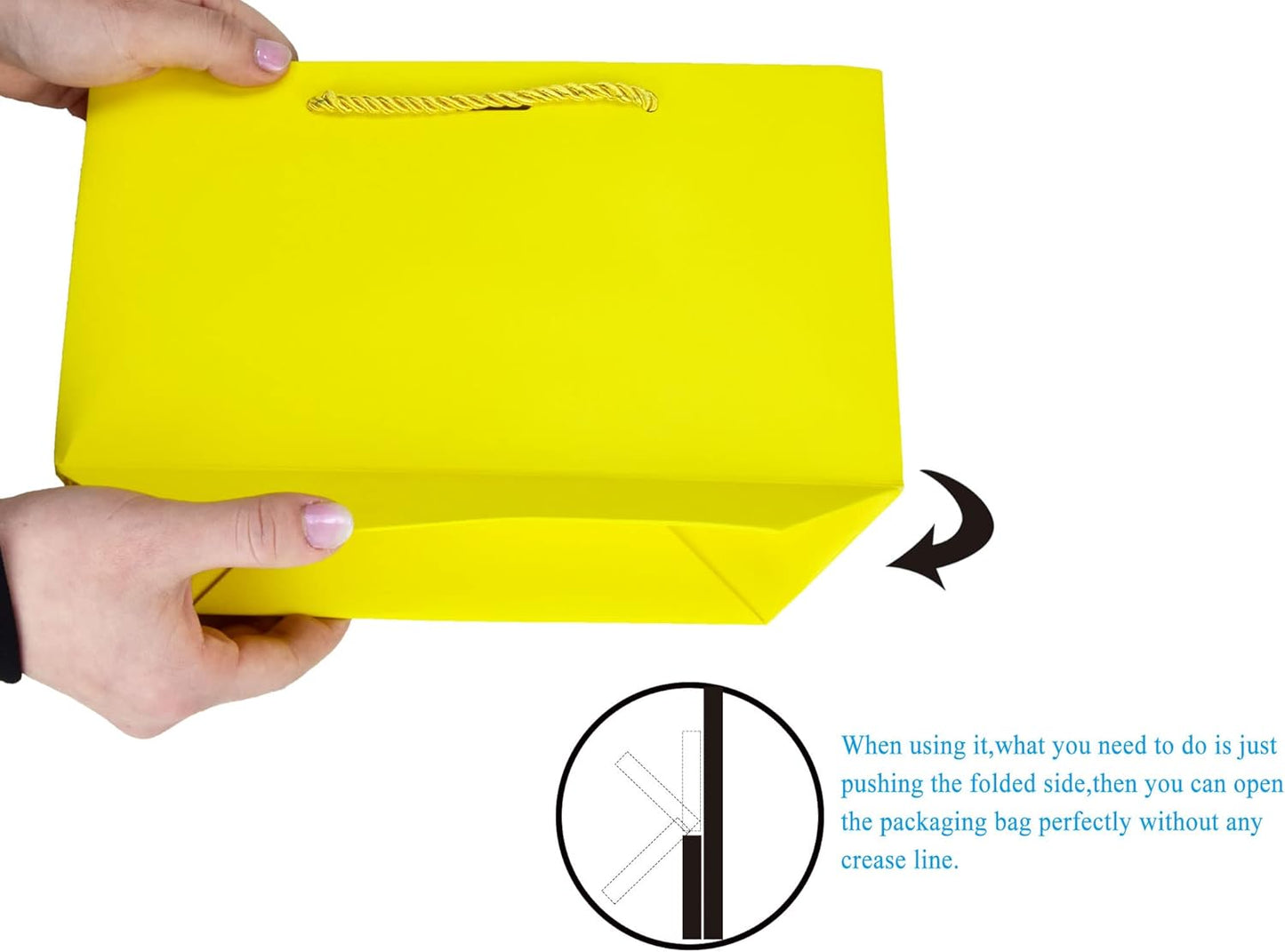 HUAPRINT Gift Bags with Handles,7.48×3.54×7.9 inches,Party Favor Bags with Bow Ribbon,12Pcs Yellow Paper Bags for Birthday Wedding Bridesmaid Present Celebration Holiday