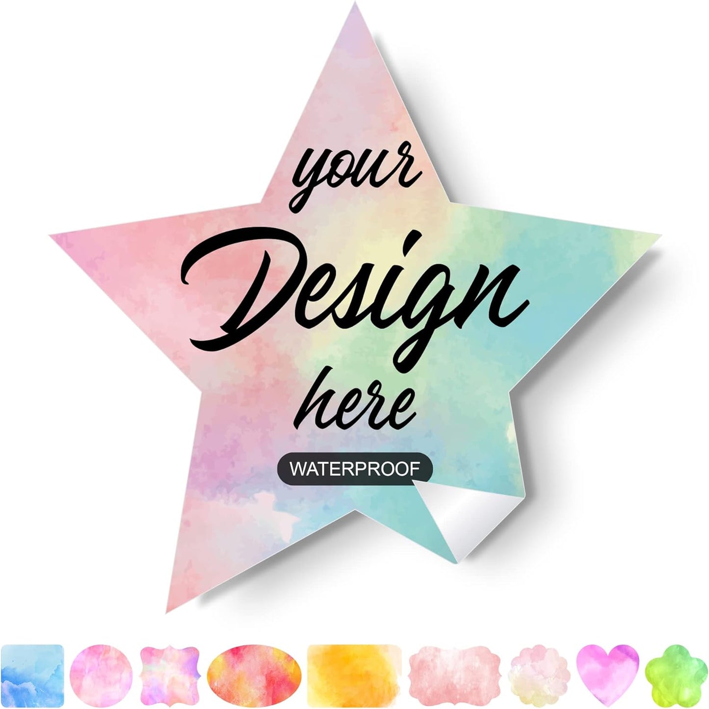 Custom Stickers Personalized Labels - Customized Stickers with Any Design Image Logo Text,Custom Stickers for Business Logo,Custom Thank You Label Stickers,100 Labels (Star,1.5"x1.5")