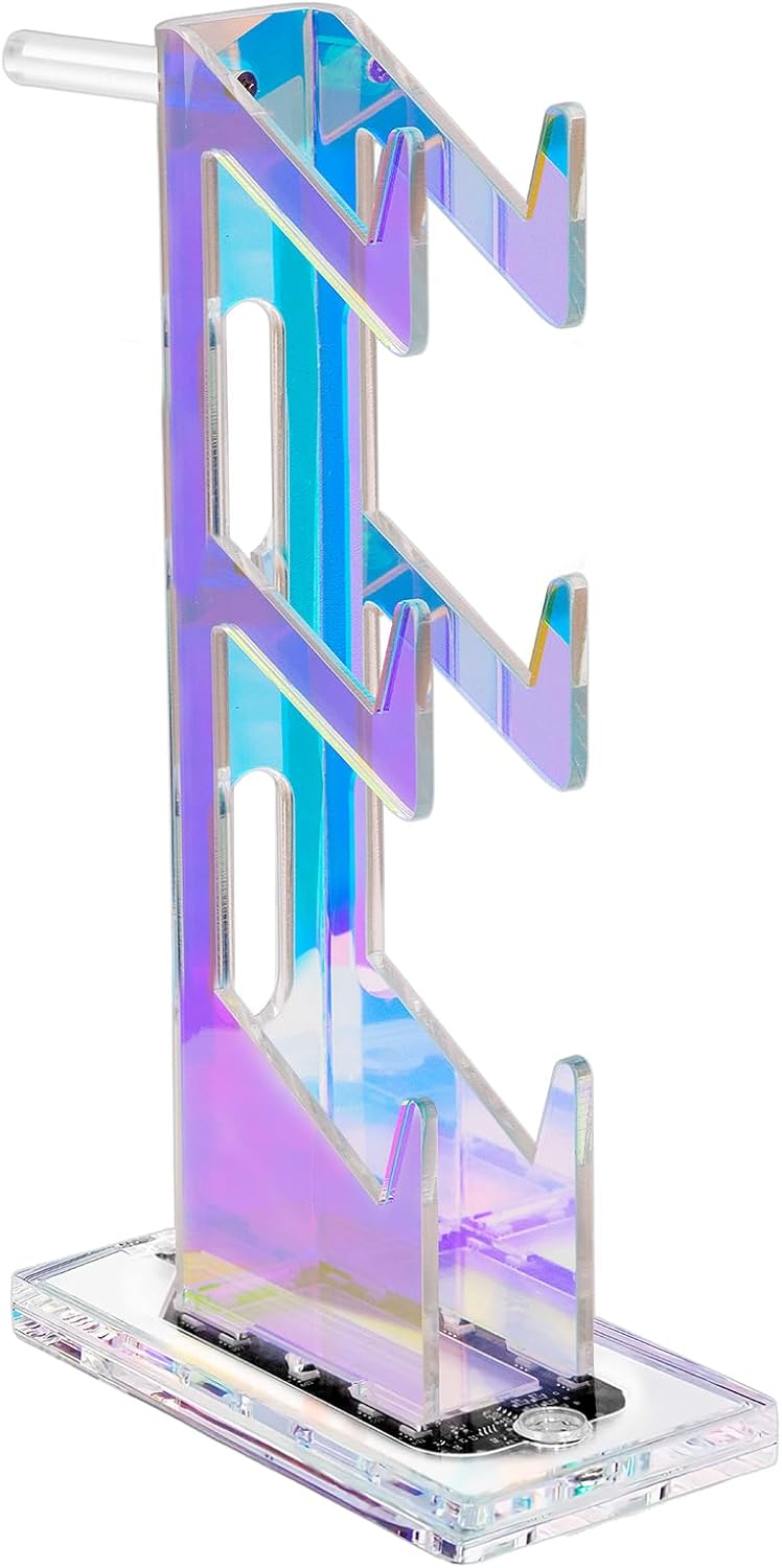 Game Controller Holder with Light Colorful Acrylic Headphones Stand with 3 Modes 7 Colors USB Charging Port for PS4, PS5, PC Universal Design (3 Tiers with Lights)