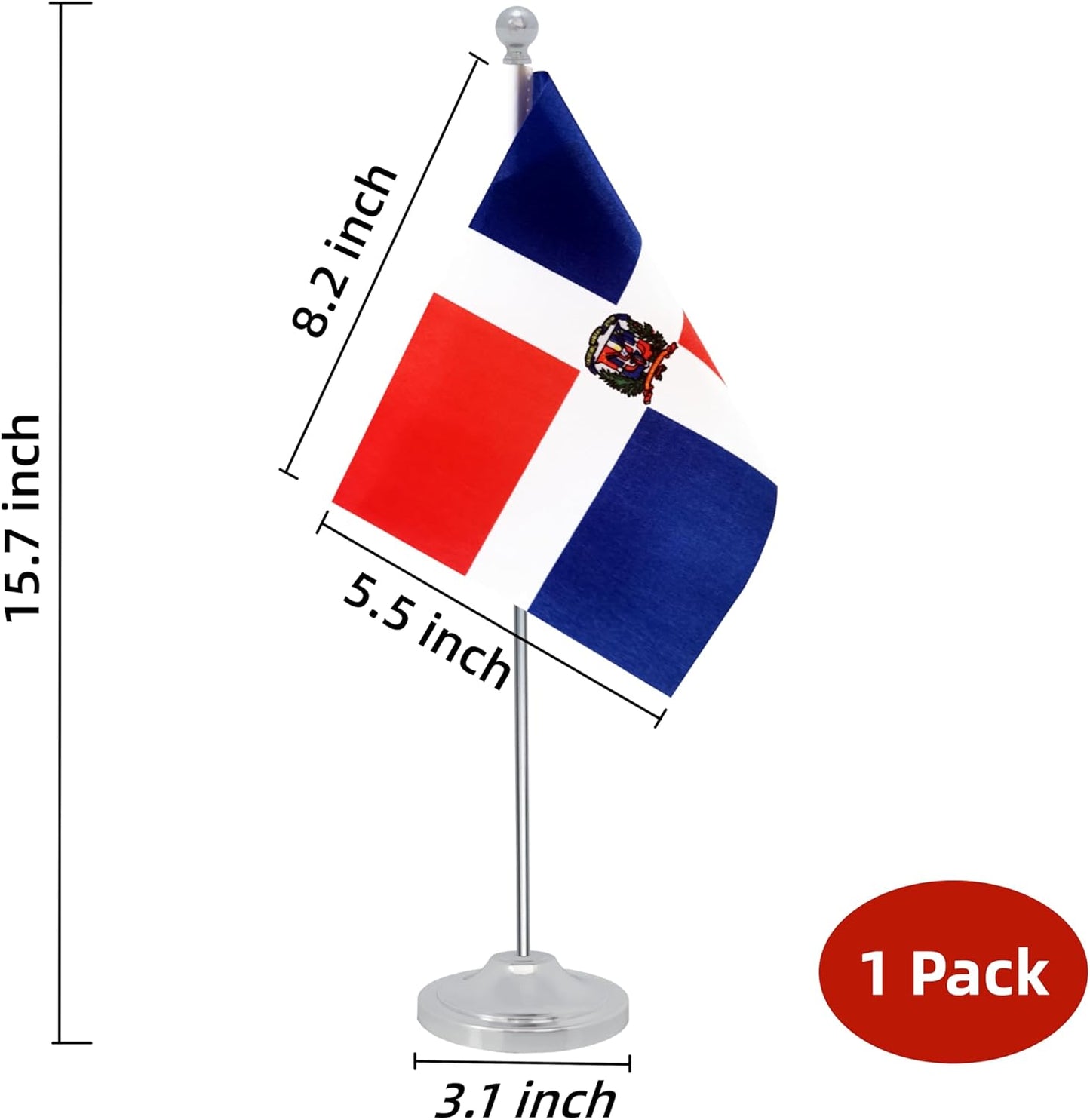 Dominica Desk Flag, Dominican Table Office Flag with Metal Pole and Stand Base, International Country Flags, Festival Event Celebration, Classroom Meeting Desktop Decor (Dominica)