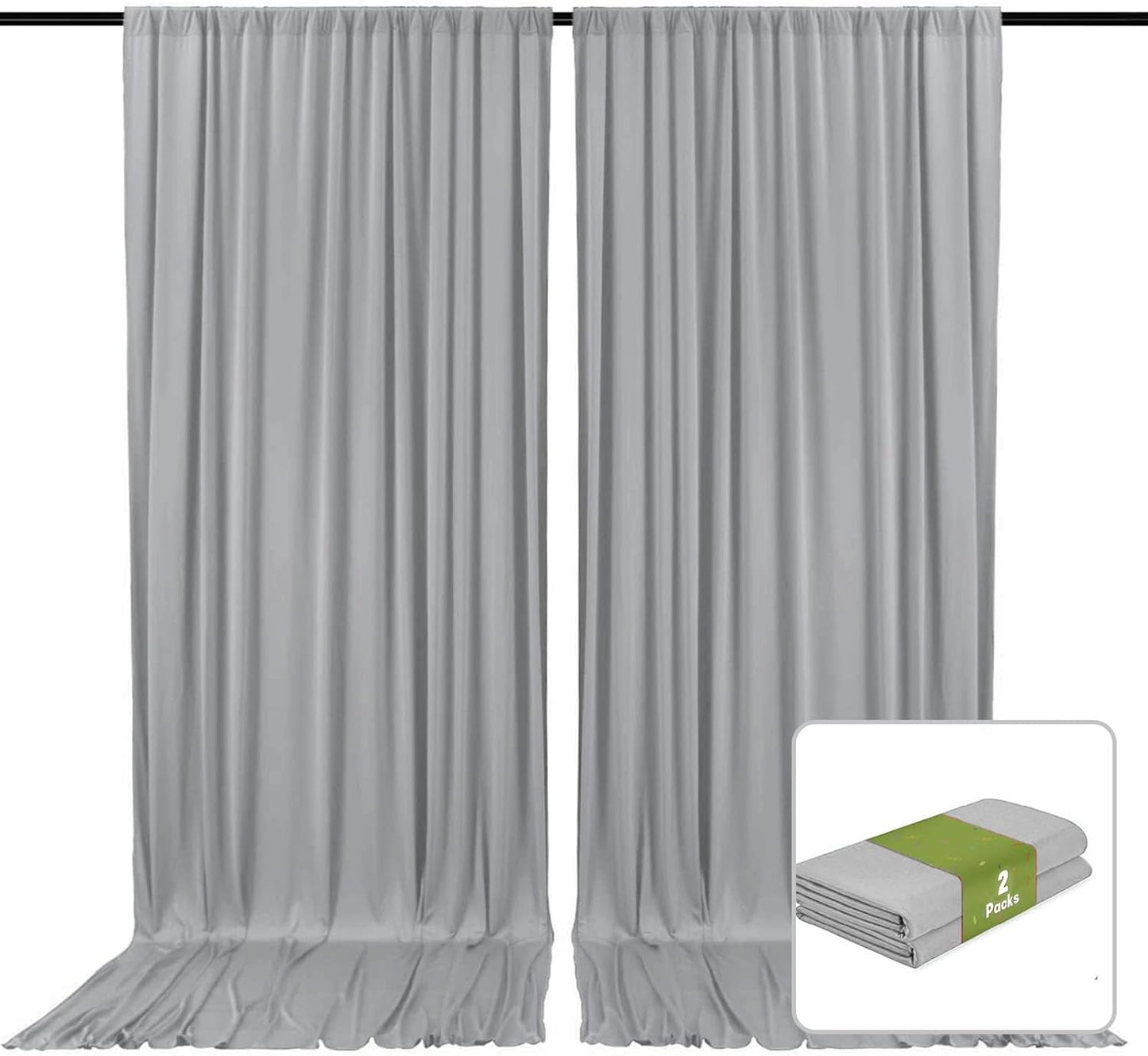 2 Panels Dark Gray Backdrop Curtain, 10 x 7 Feet Background Curtains for Parties, Weddings, Baby Showers, Bachelorette Halloween, Christmas Birthday Party Photoshoot Backdrop Curtains Decorations