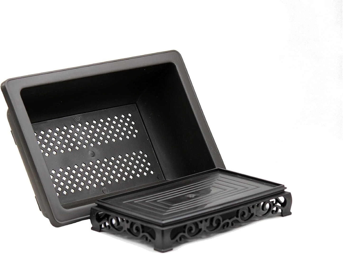 Cotta Planters Bonsai Pots 7.5 Inch Antique Brown Bonsai Training Pots with Elegant Stand 2-Pack with Mesh Drainage Luxurious Indoor Recycled Plastic Planters