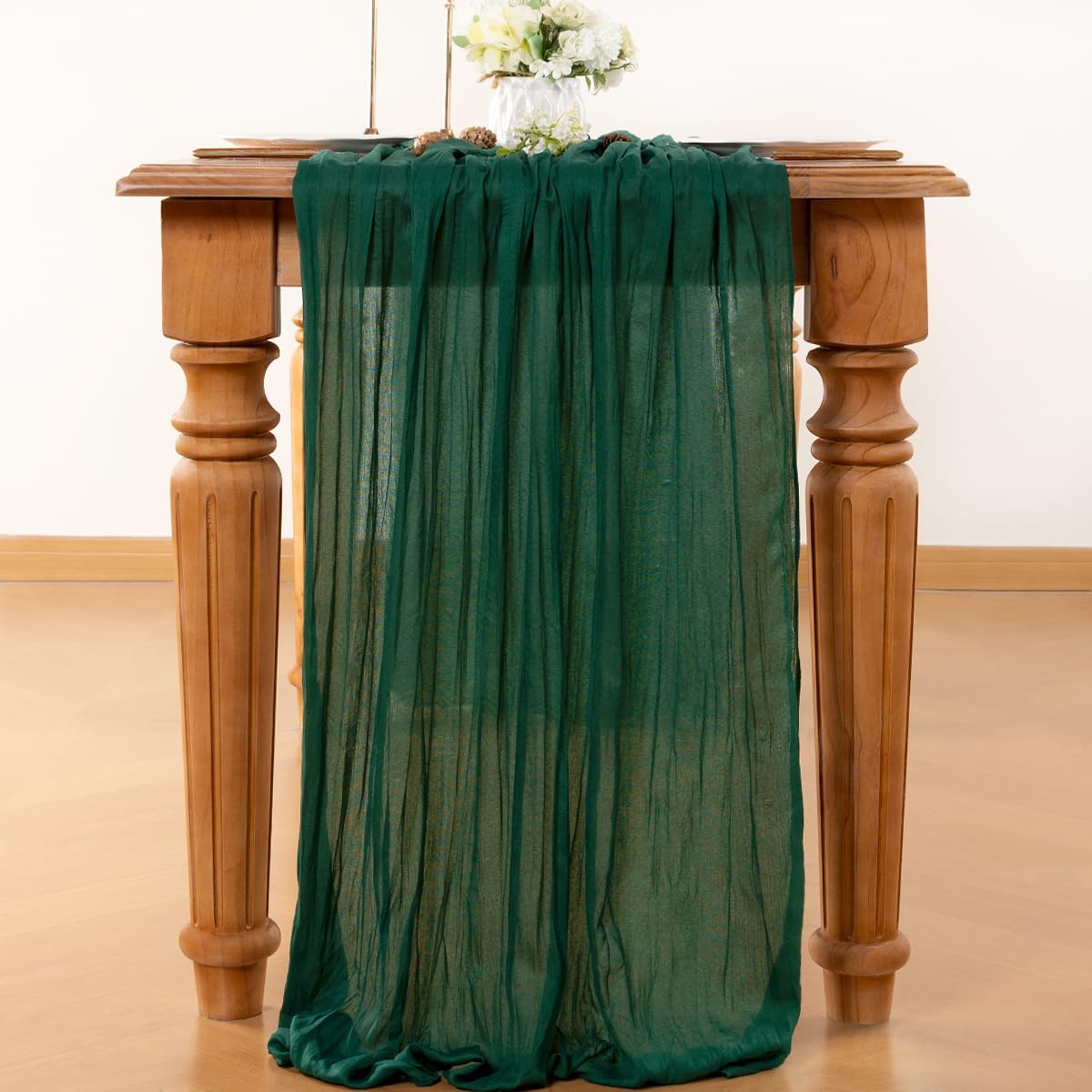 Emerald Green Table Runner Cheesecloth Table Runner 4 Pack 14FT Farmhouse Table Runners 160 Inches Fall Table Decor Dining Room Centerpiece Wedding Boho Baby Shower Birthday