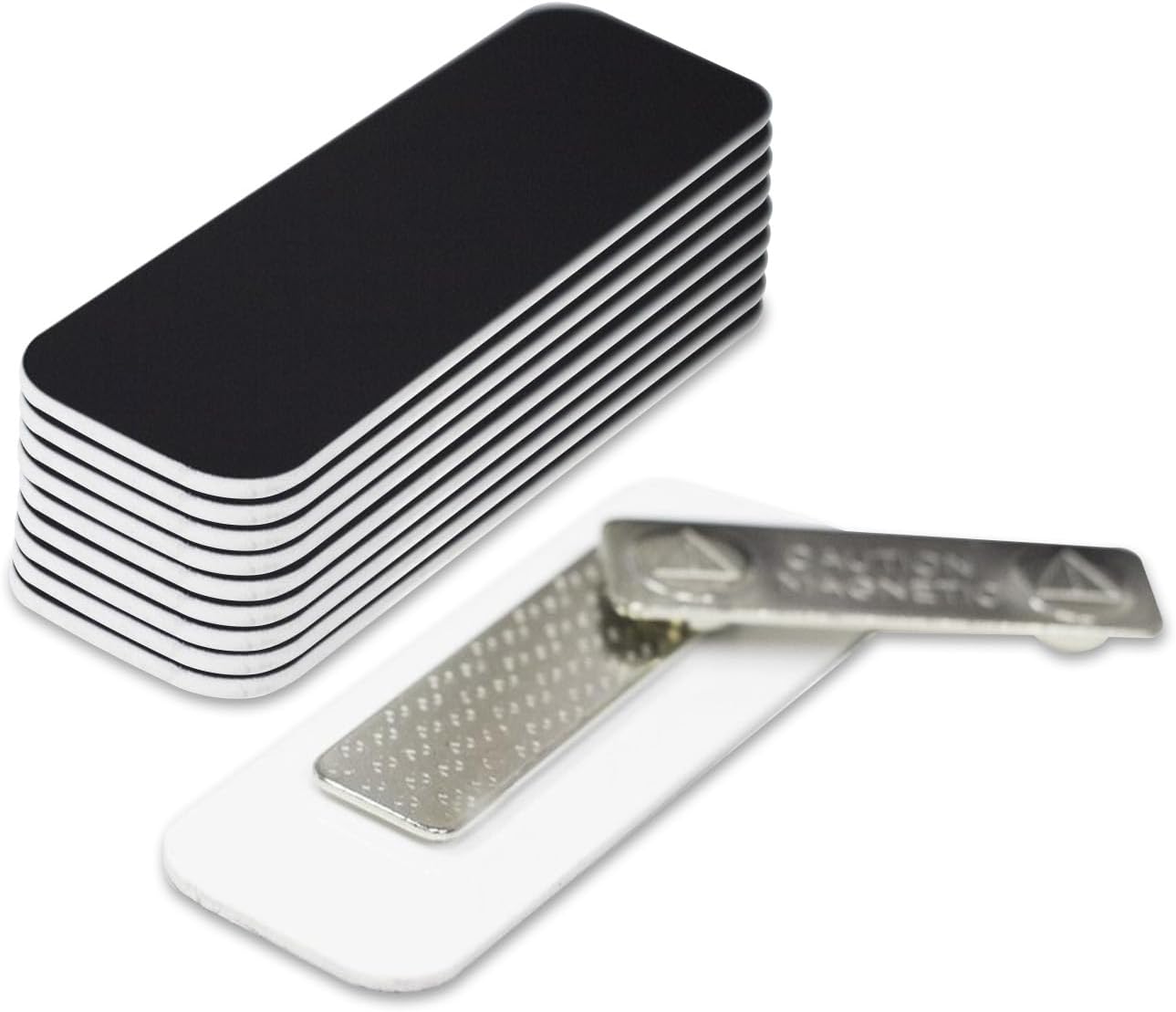 Name Tag/Badge Blanks - 10 Pack - Black 1" X 3", Round Corners, Magnetic Backing