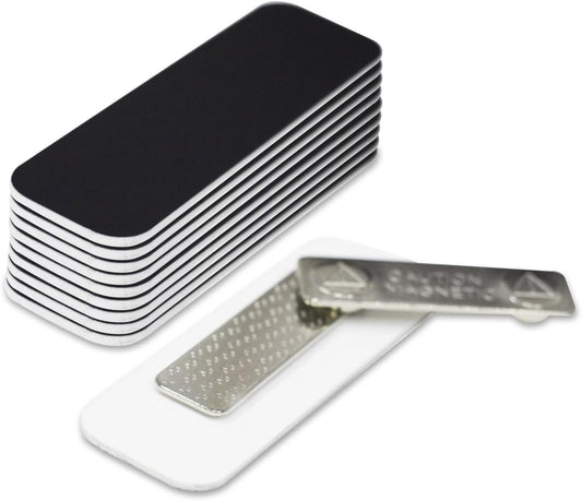 Name Tag/Badge Blanks - 10 Pack - Black 1" X 3", Round Corners, Magnetic Backing