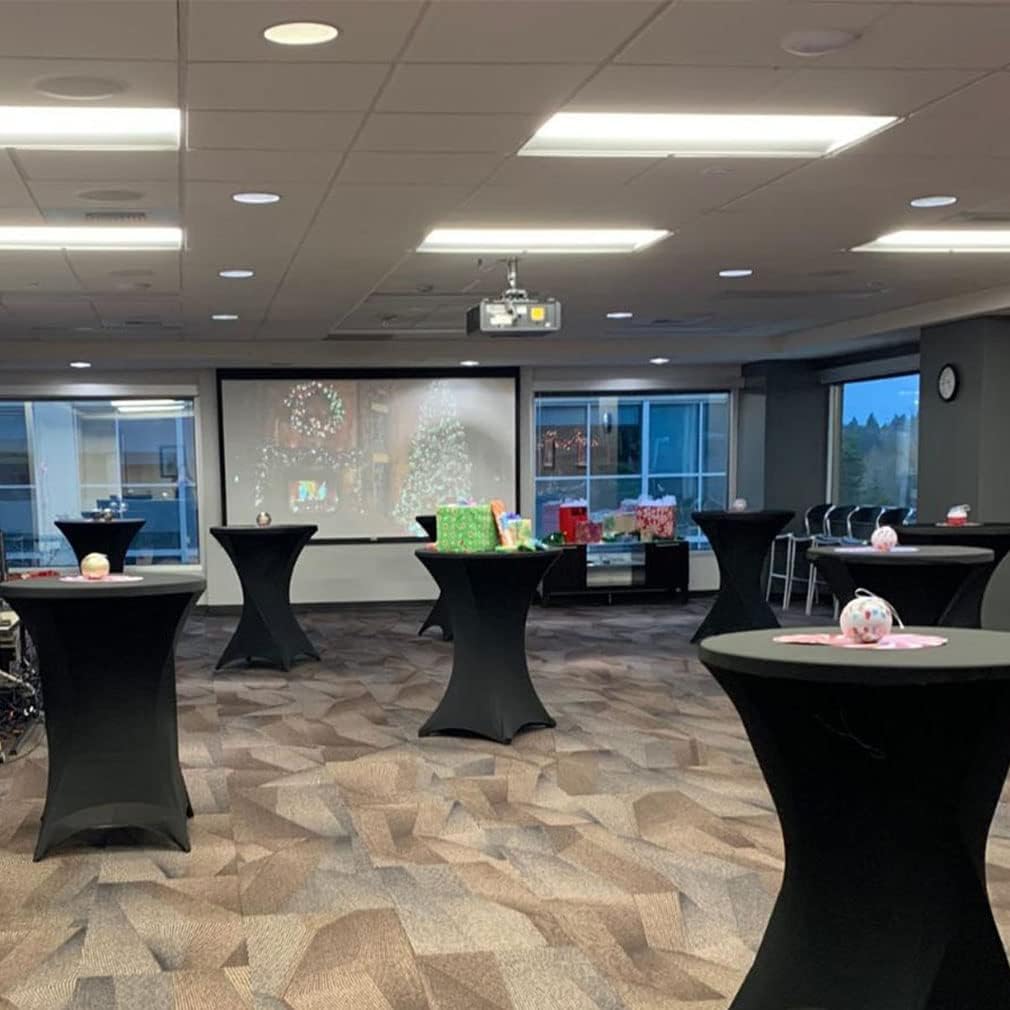 Tina's 10 Pack 30x42 Inch Highboy Spandex Cocktail Table Covers Black, Fitted Stretch Cocktail Tablecloth for Round Tables (10PC 30X42 Black)