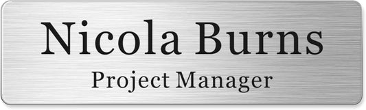 Magnetic Name Tags Personalized - Metal Engravable Name Badges with Pin or Strong Magnetic Backing for Teachers, Kids, Business, 1x3 Inch (Silver, Design 1)