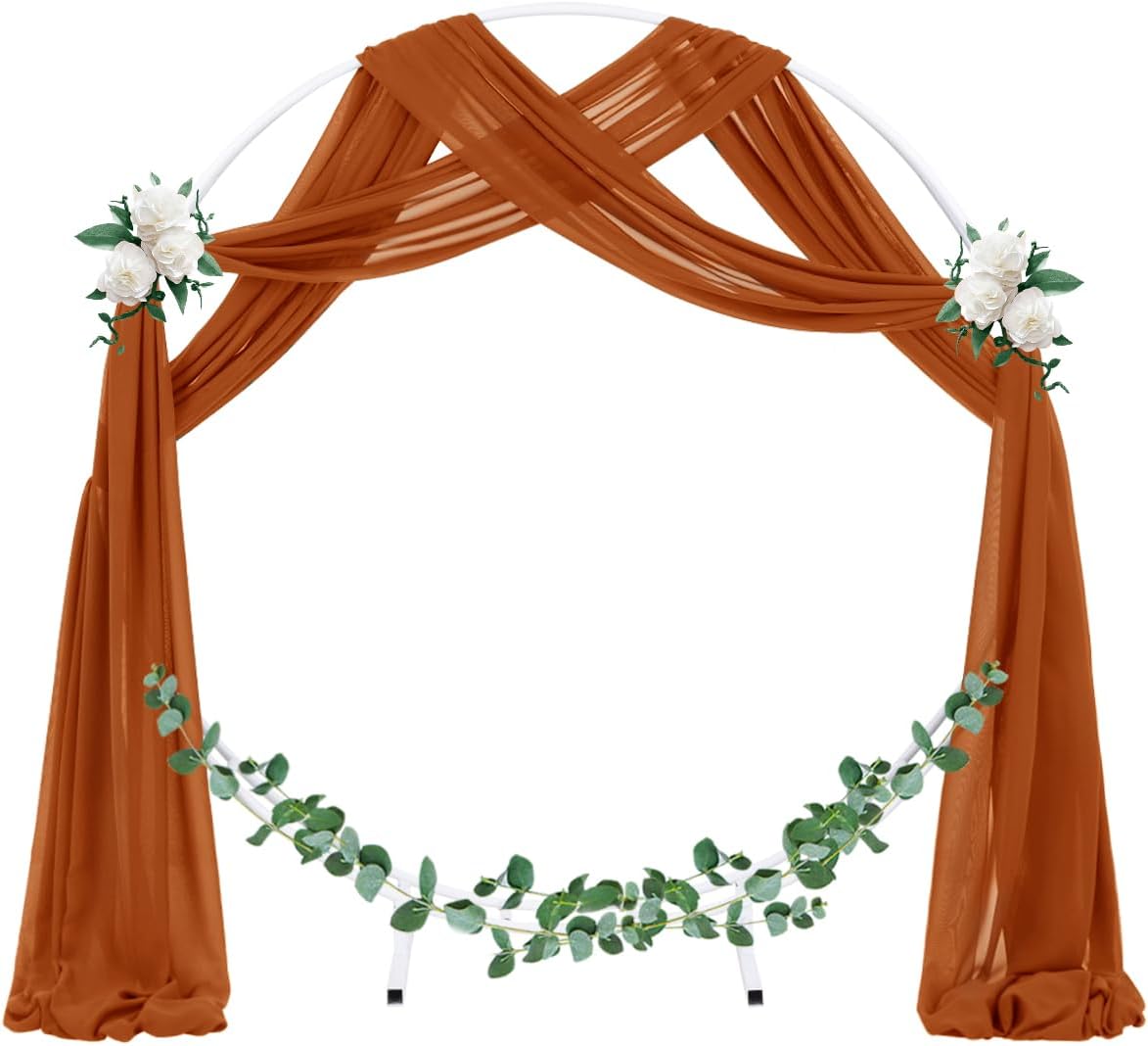 Socomi Wedding Arch Draping Fabric 3 Panels 29" x 19Ft Terracotta Sheer Chiffon Curtain Drapes 6 Yards for Wedding Ceremony Birthday Party Decoration