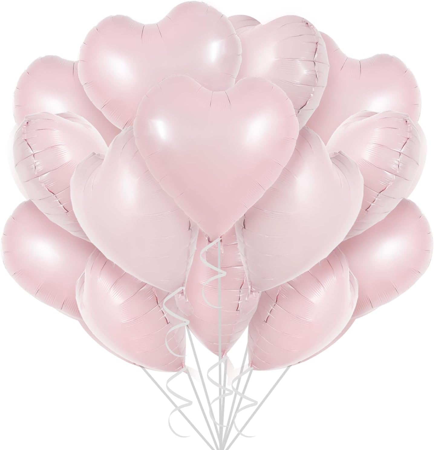 TONIFUL 30Pcs 18 Inch Baby Pink Heart Balloons Pastel Pink Heart Shape Foil Mylar Balloons Decoration for Birthday Valentine's Day Wedding Bridal Shower Anniversary Engagement Party Supplies