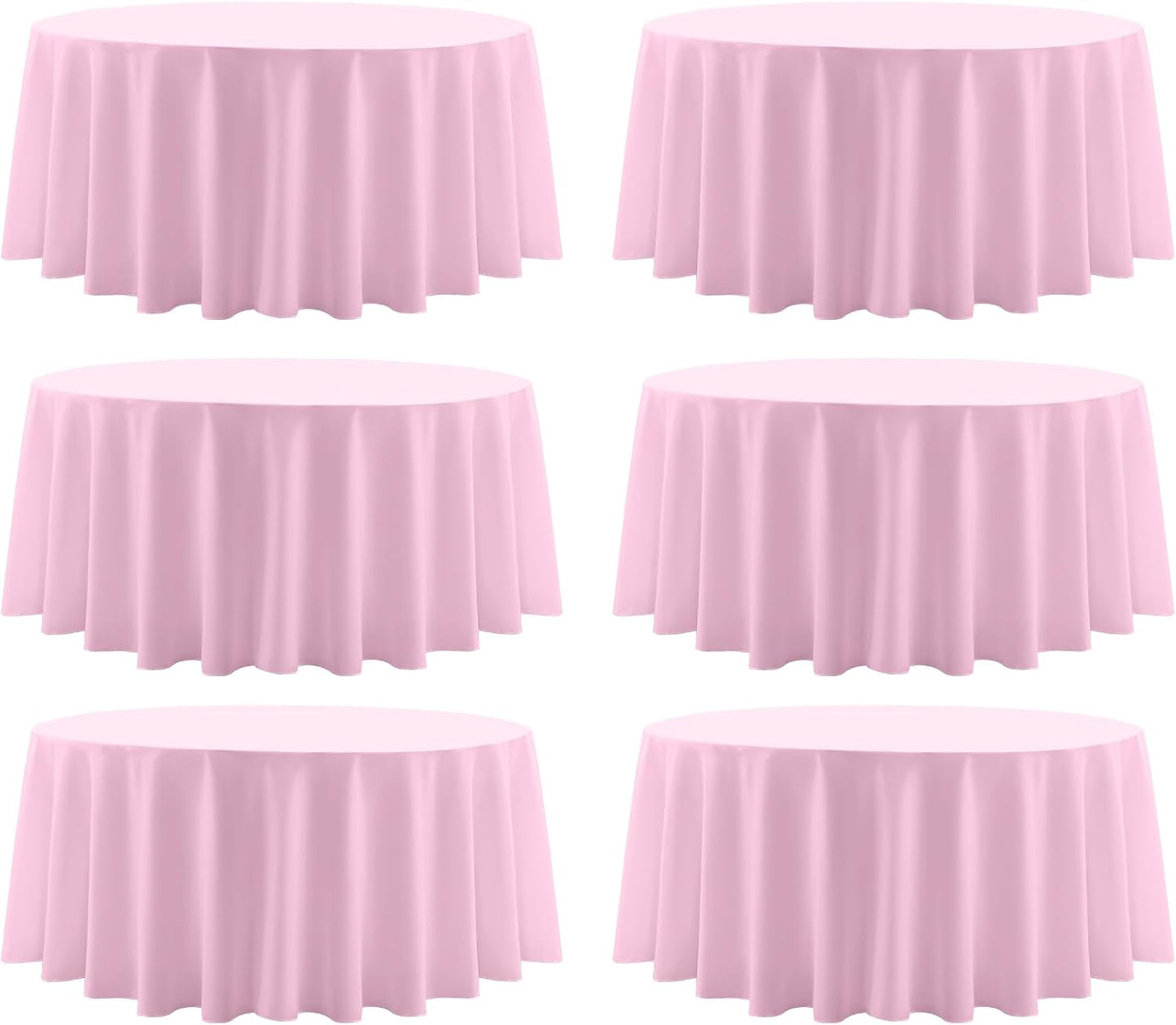 Round Tablecloth 120 Inch 6 Pack Pink Tablecloths Washable Decorative Linen Polyester Table Clothes Cover for Dining Table Banquets Buffet Parties and Wedding