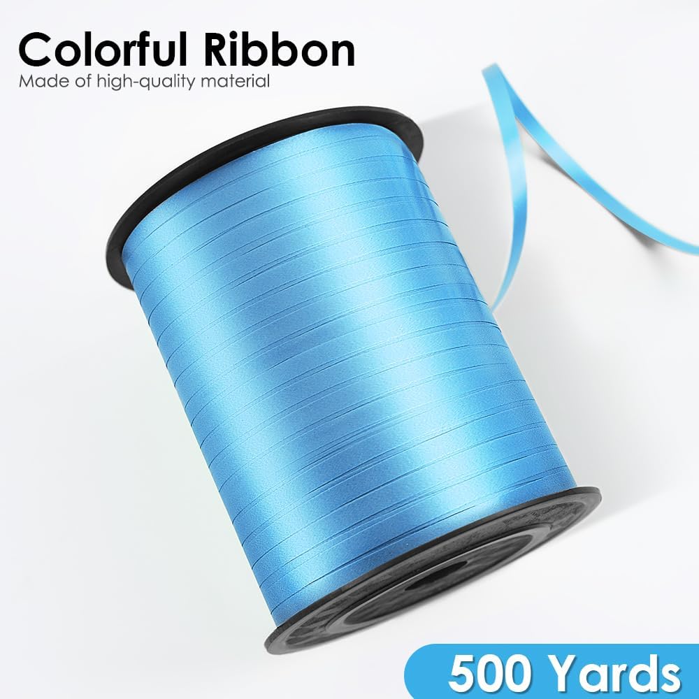 Light Blue Curling Ribbon, 500 Yard, Polyester, Perfect for Gift Wrapping, Balloons, Crafts & Celebrations