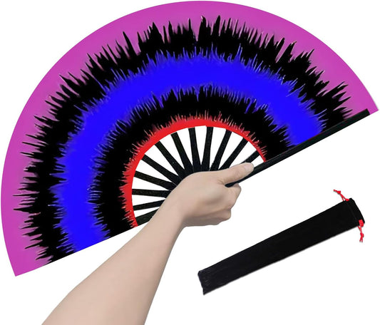 Boots on The Ground Fan, Large Folding Hand Fan for Women and Men, Popping Fans for Line Dancing for Raves, EDM, Dance Party, and Home Decoration