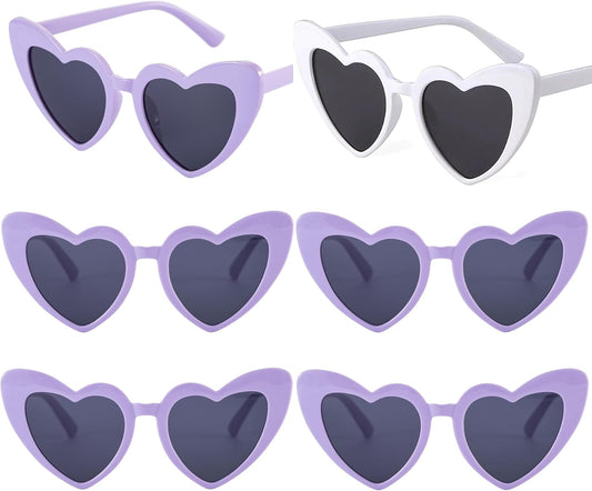 Bachelorette Party Favor Sunglasses 6 Pack,Retro Cat Eye Heart Sunglasses for Women,Bridesmaid Proposal Gifts