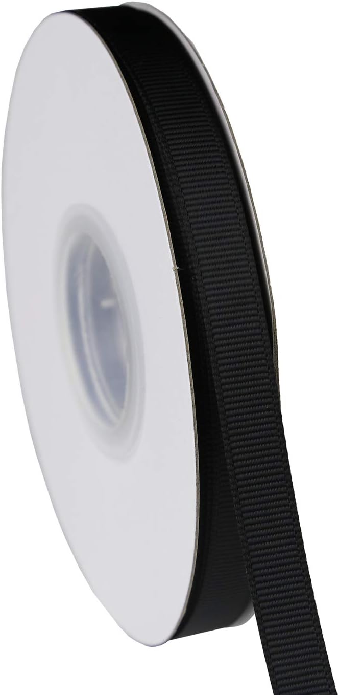 ITIsparkle 3/8" Inch Grosgrain Ribbon 50 Yards-Roll Set for Gift Wrapping Scrap Books Party Favor Hair Braids Baby Shower Decoration Cake Decoration Floral Arrangement Craft Supplies, Black Ribbon