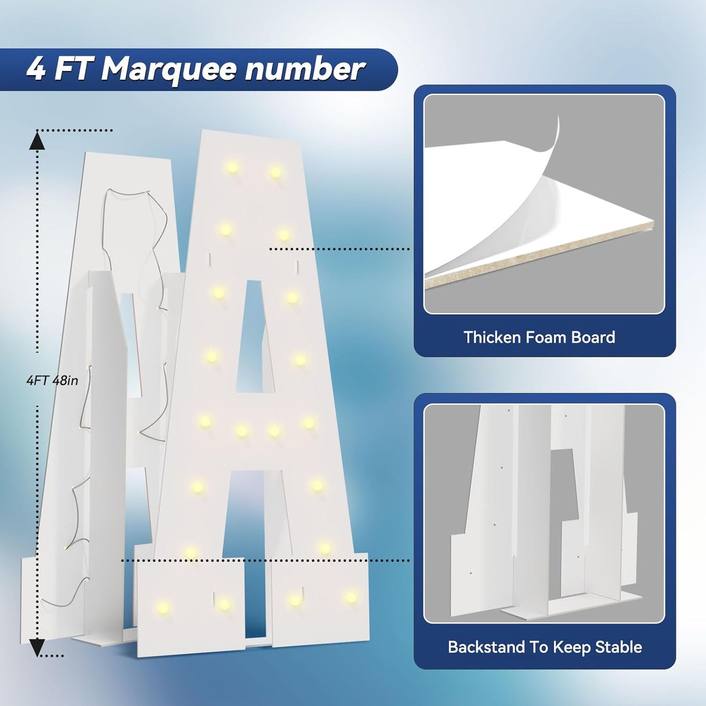 4FT Marquee Light Up Letters - Large Marquee Letters 4 Feet Tall for Birthday Party Decorations, Big Letter for Wedding Event Marry Me Baby Shower Bridal Shower, Letter Q