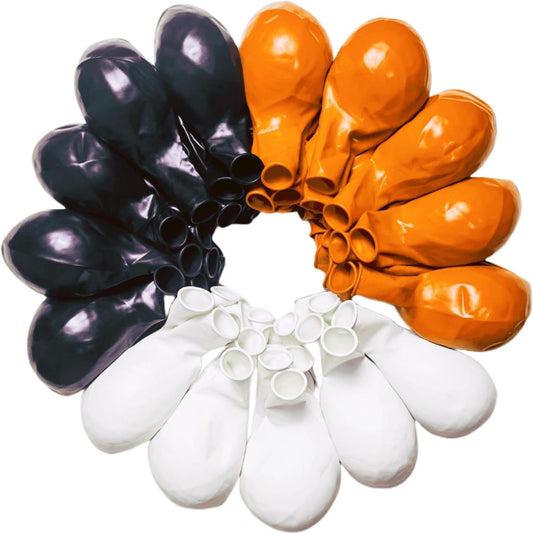 90 Pack Black White Orange Balloons 100 of each of the 3 colors 18 inch Black White Orange Latex Party Balloon Bulk for Various Party Events Decorations