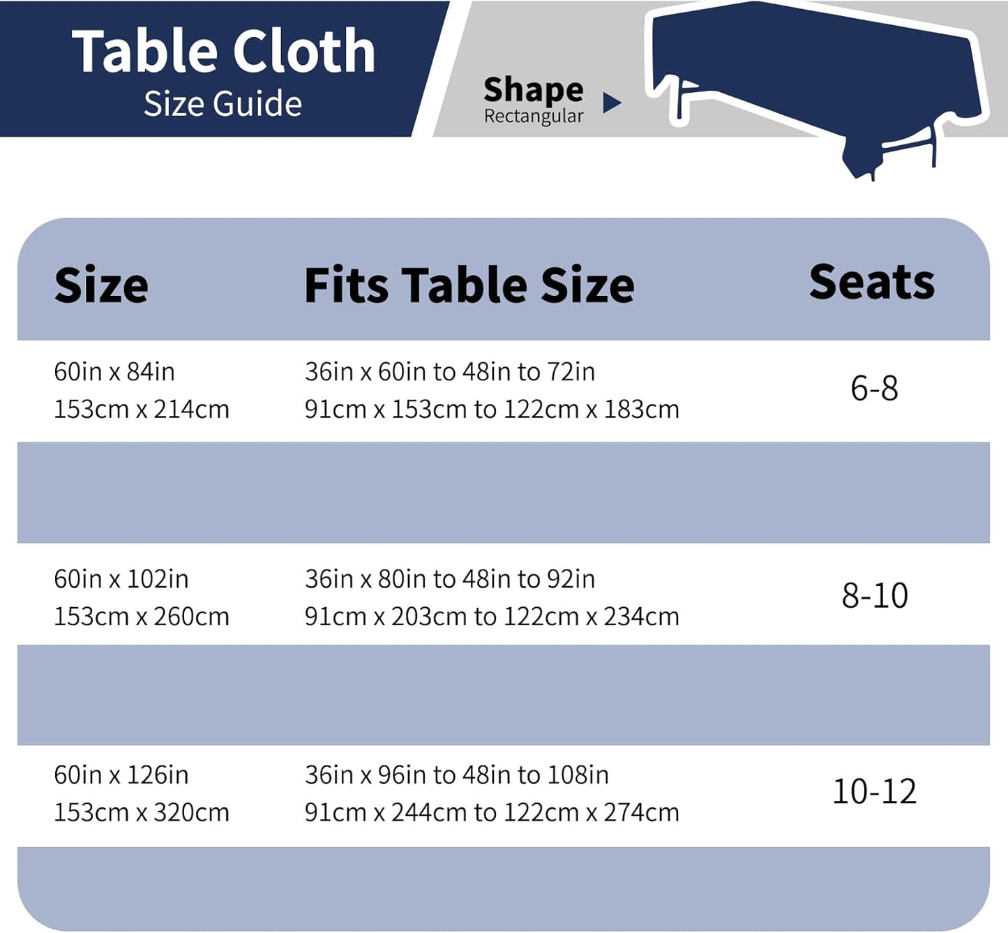 Navy Blue 6 Pack Polyester Table Cloth 60 x 102 Inch, Rectangle Tablecloths for 6 Foot Tables Washable Table Cloth for Party Wedding