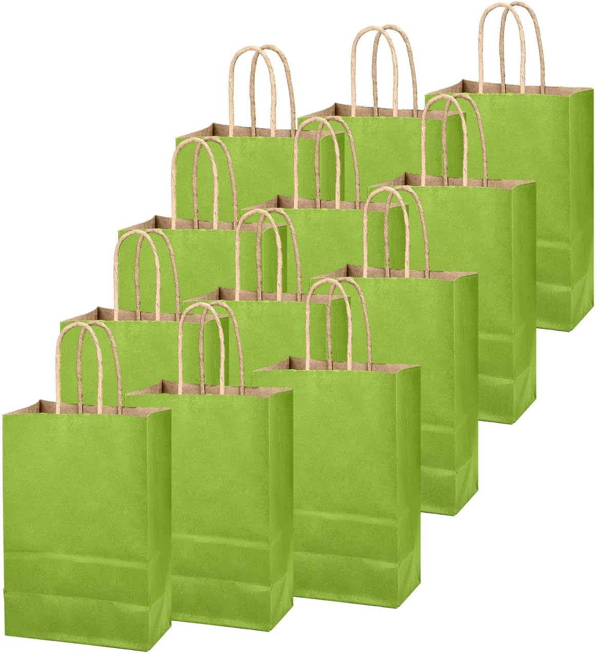 qiqee Forest Green Gift Bag with Handles Bulk 24Pcs Paper Bags -8.3"x6"x3. 15" Party Favor Bags - Solid Color