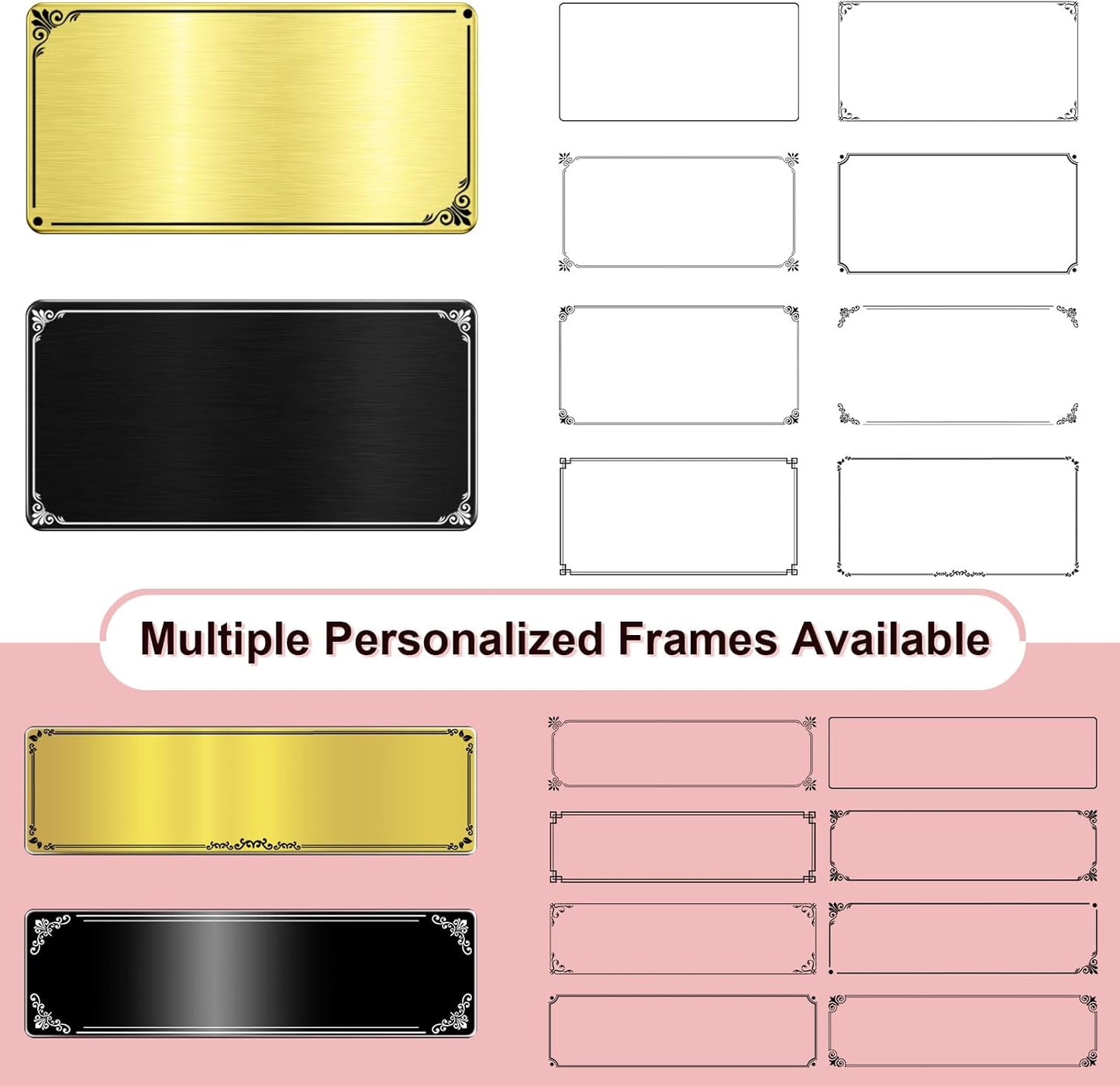 Stainless Steel Personalized Name Plate with Adhesive - Custom Plaque, Name Tag, Badge, Lable, Sign - Engraved Name Plates for Trophy, Award, Memorial