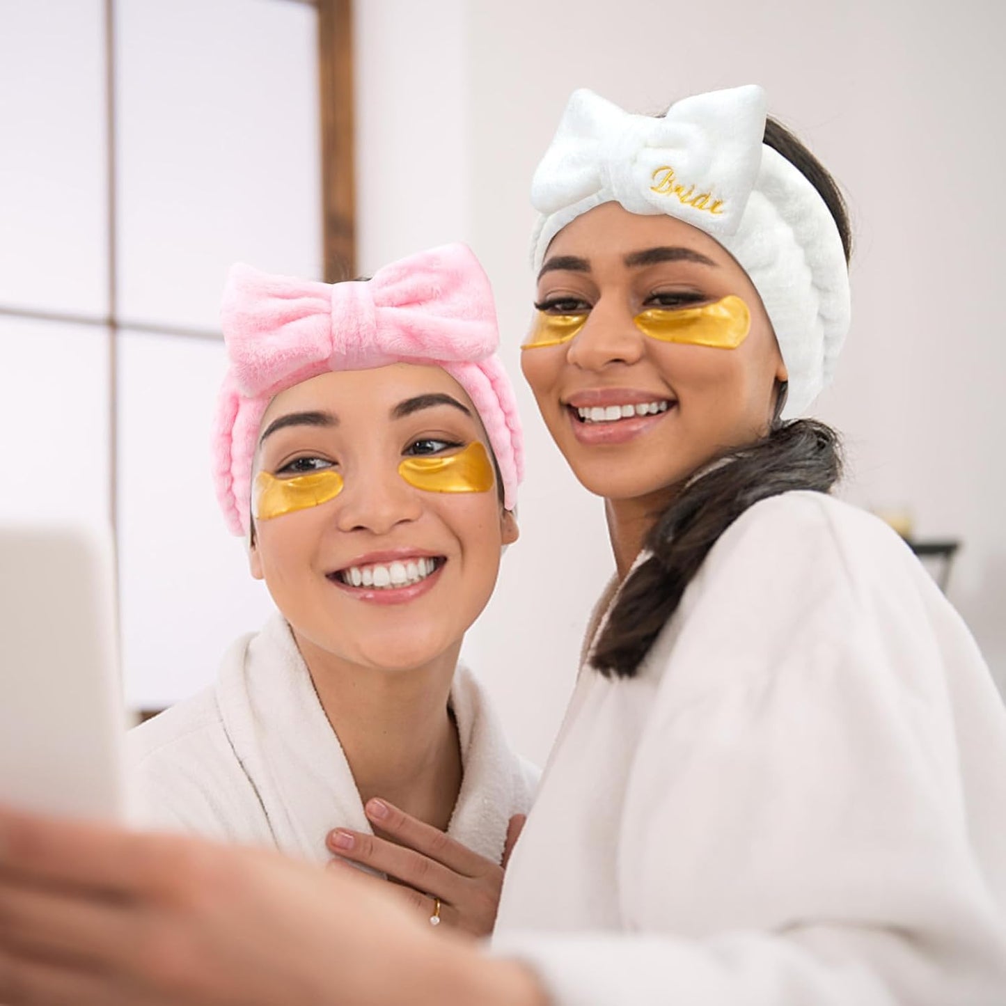 Semato Bachelorette Party Favor Set - Bride & Bridesmaid Spa Headbands(1 bride+6 Pink)