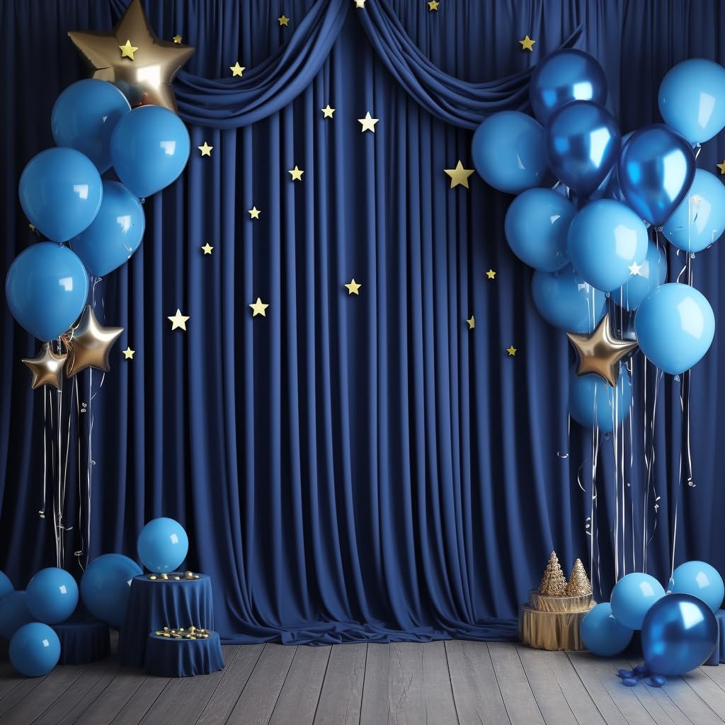 30 ft x 10 ft Wrinkle Free Navy Blue Backdrop Curtain for Parties,Polyester Photo Backdrop Drapes, Thick Background 6 Panels 5ft x 10ft for Baby Shower Wedding Birthday Party Backdrop Stand