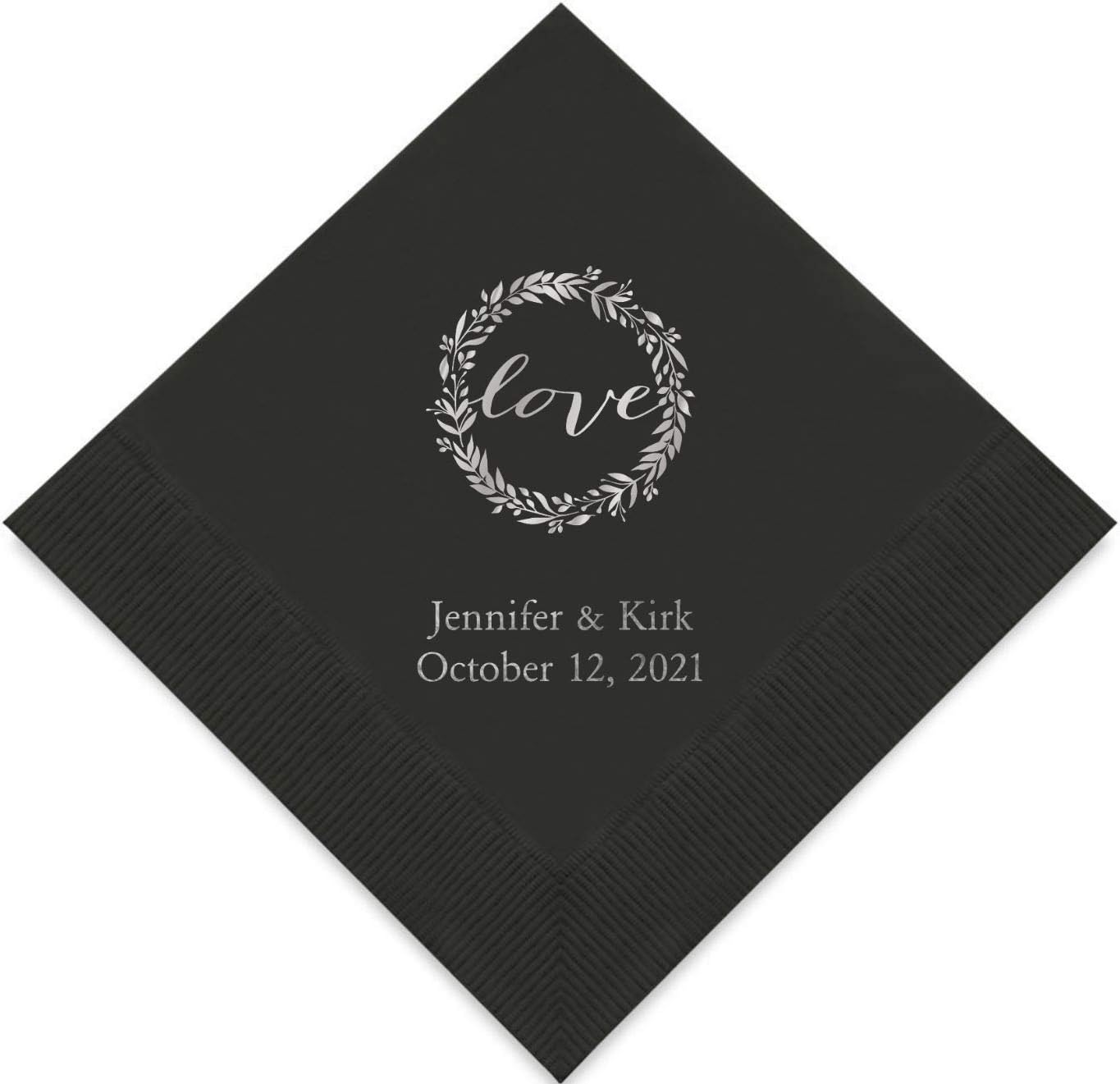 Weddingstar Personalized Printed Paper Napkins 3-Ply 50 Pack - Luncheon Black