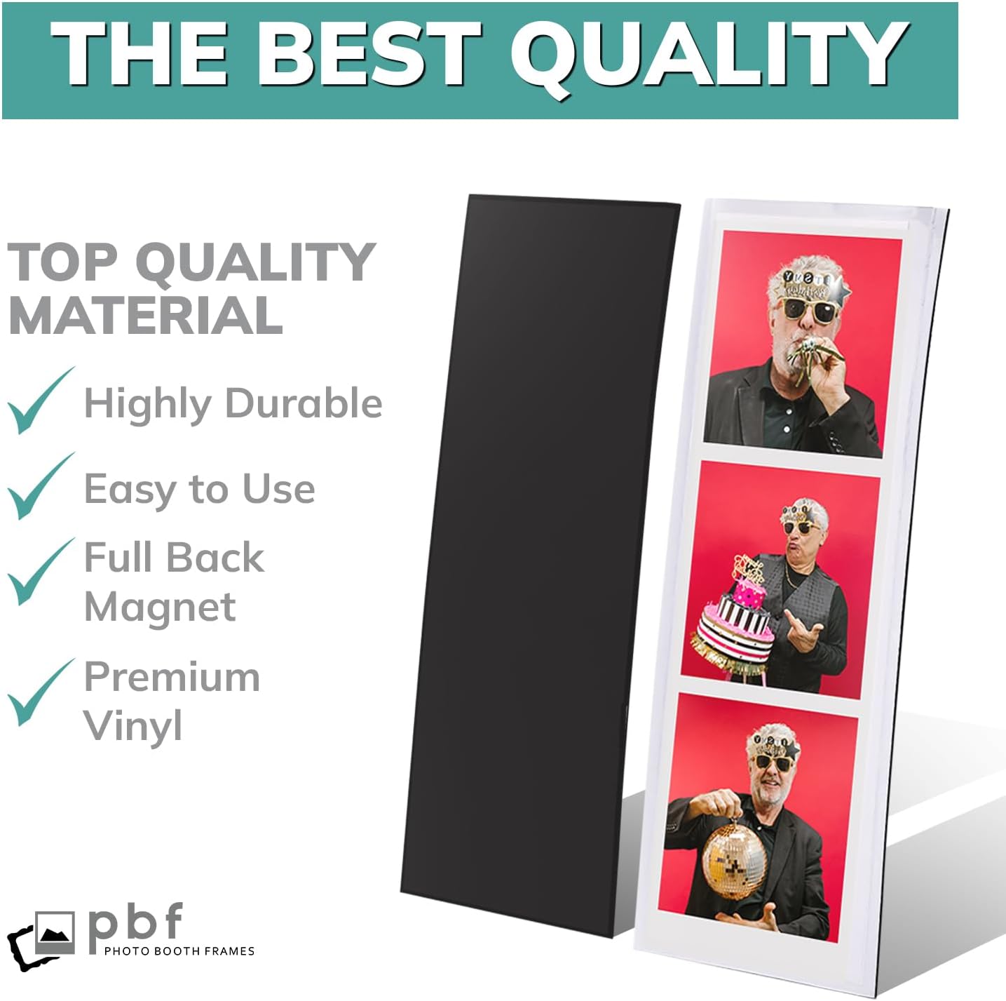 pbf PHOTO BOOTH FRAMES 2x6 Magnetic Picture Frames for Refrigerator | 2 x 6 Clear Magnetic Vinyl Frames for Photo Strips for Fridge (100-Pack)
