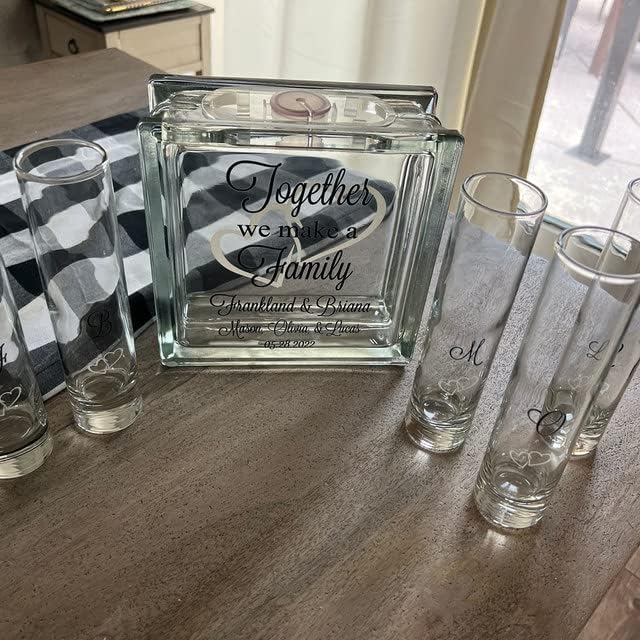 Glass Unity Sand Set for Weddings w LID, Sand, Ink Printed - Personalized Blended Family Wedding Sand Ceremony, Together We Make a Family, Unity Candle Alternative, Sand Wedding Ceremony Kit Blended