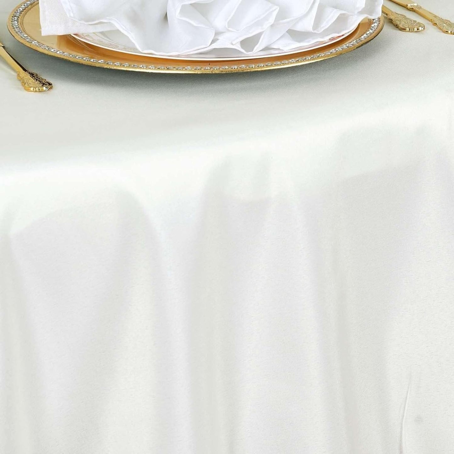 Efavormart Round Tablecloth, 132 Inch Stain & Wrinkle Resistant Washable Table Cloth, Decorative Polyester Fabric Table Cover for Banquet, Wedding, Dining- Ivory